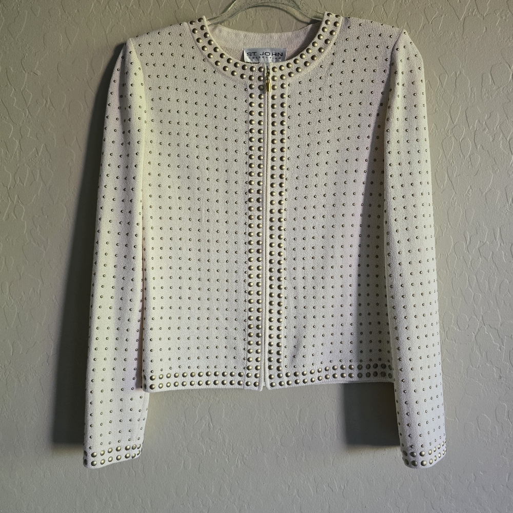 St. John Collection Jacket with gold studs Size 8